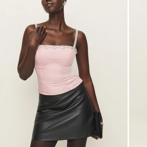 Reformation NWT Bailee Velvet Jeweled Pink Sleeveless Top